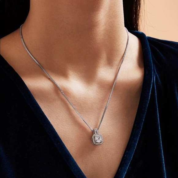 Jewelry - New Silver Filled Cubic Zircon Charm Necklace Pend